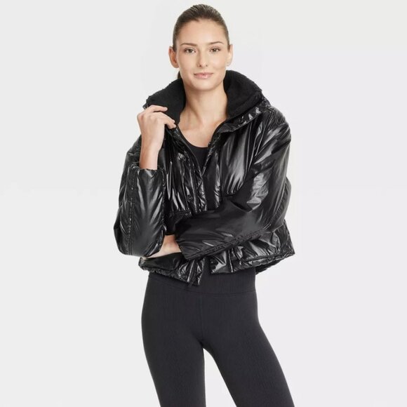 Women's Midweight Puffer Jacket - All In Motion Black L - Picture 1 of 5